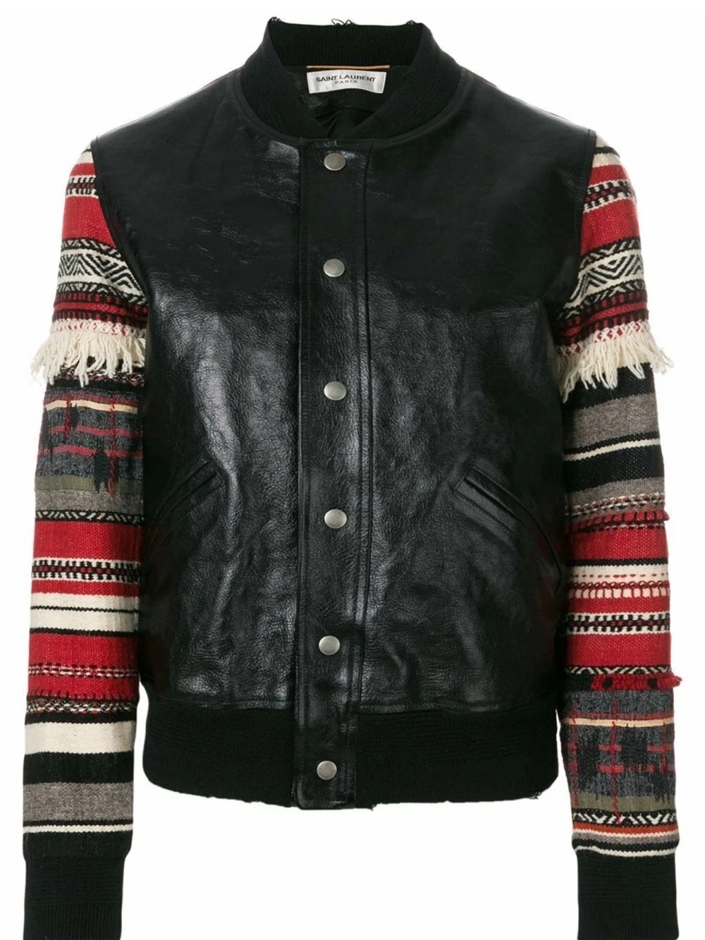 Saint Laurent Teddy Embroidered-sleeves Varsity Bomber Jacket